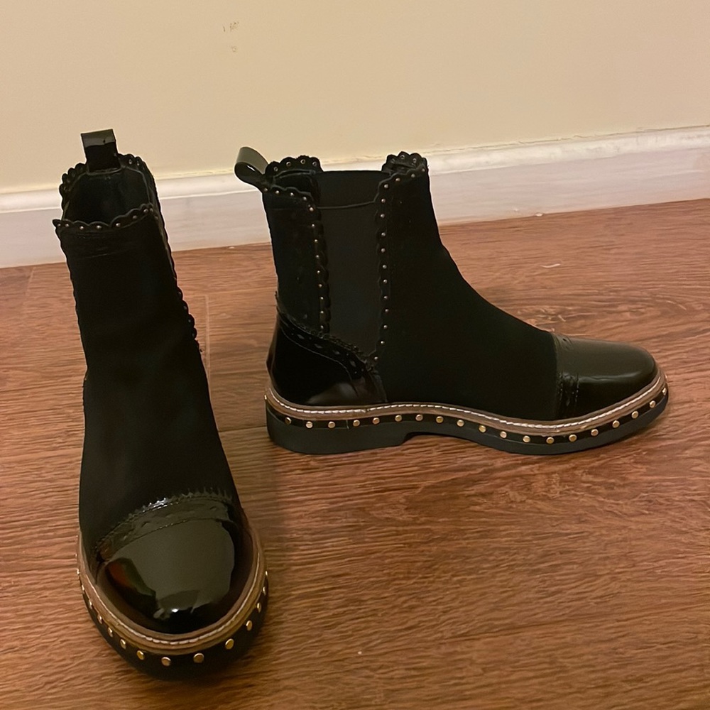 Free People Atlas Bootie- Black Suede; 37.5